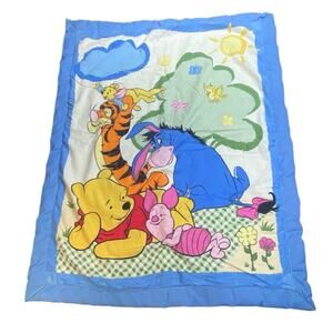 VTG Disney Winnie the Pooh Baby Blanket 44x36 Tigger Piglet Eeyore Nursery Bed
